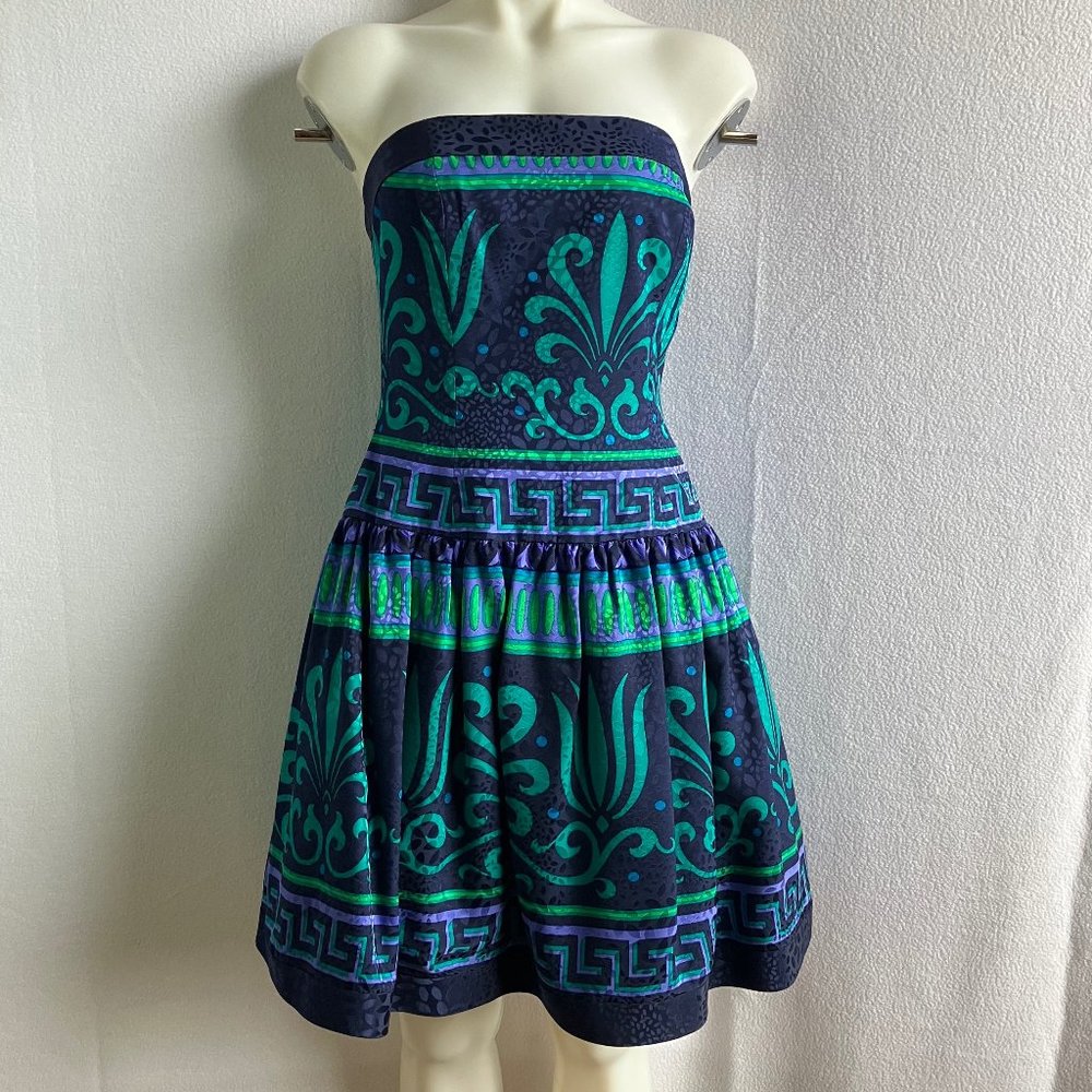 1990s Strapless Full Skirt Dress